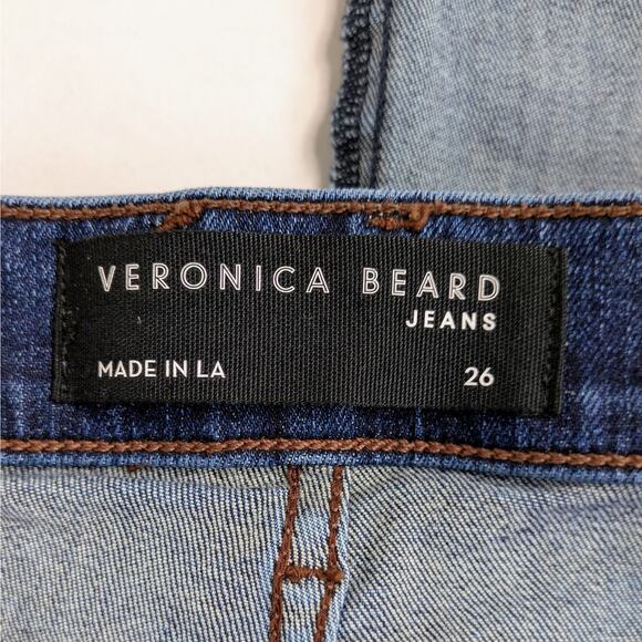 Veronica Beard Ryleigh Jeans 26 Blue Button Fly Slim Straight High Rise Stretch - Picture 2 of 11